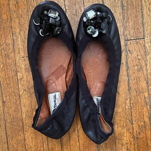 Lanvin glitter reptile print leather ballet flats